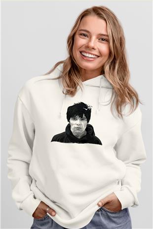 Lan Brown Baskılı Beyaz Unisex Kapüşonlu Sweatshirt