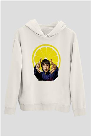 Lan Brown Baskılı Beyaz Unisex Kapüşonlu Sweatshirt