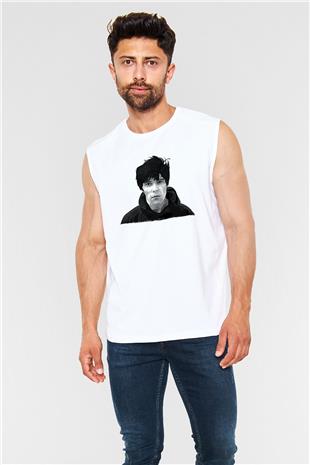 Lan Brown Baskılı Beyaz Unisex Kolsuz Tişört - Tshirt