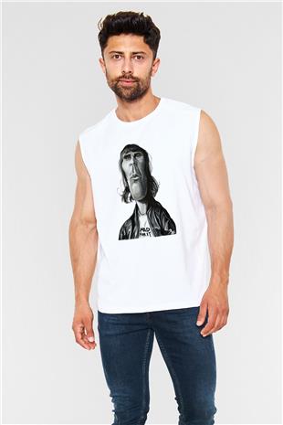 Lan Brown Baskılı Beyaz Unisex Kolsuz Tişört - Tshirt