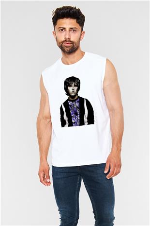 Lan Brown Baskılı Beyaz Unisex Kolsuz Tişört - Tshirt