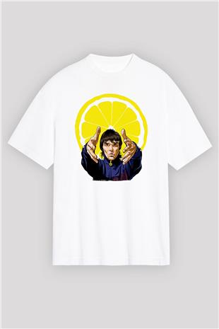 Lan Brown Baskılı Beyaz Unisex Oversize Tişört - Tshirt