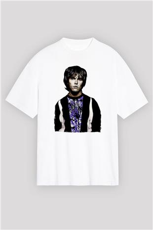 Lan Brown Baskılı Beyaz Unisex Oversize Tişört - Tshirt