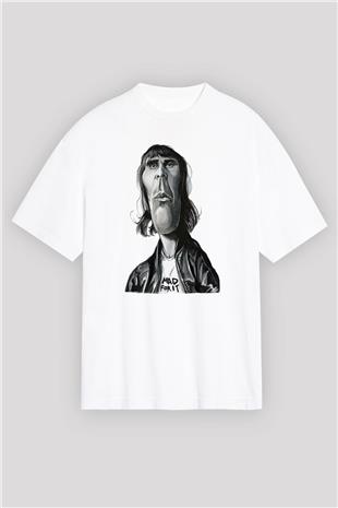 Lan Brown Baskılı Beyaz Unisex Oversize Tişört - Tshirt
