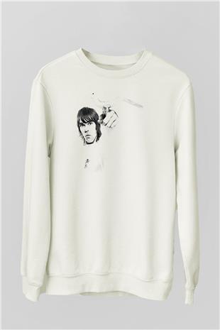 Lan Brown Baskılı Beyaz Unisex Sweatshirt