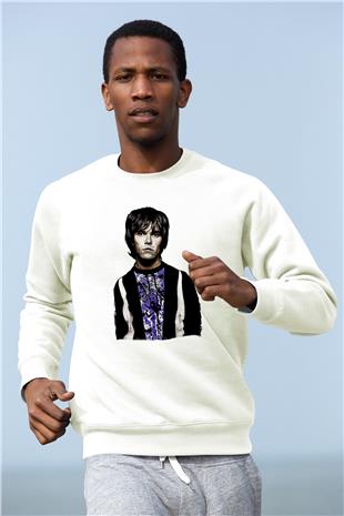 Lan Brown Baskılı Beyaz Unisex Sweatshirt