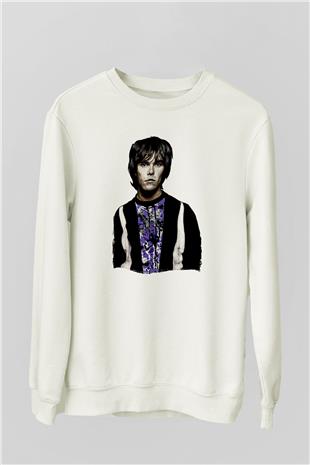 Lan Brown Baskılı Beyaz Unisex Sweatshirt