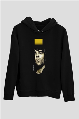 Lan Brown Baskılı Unisex Siyah Kapüşonlu Sweatshirt