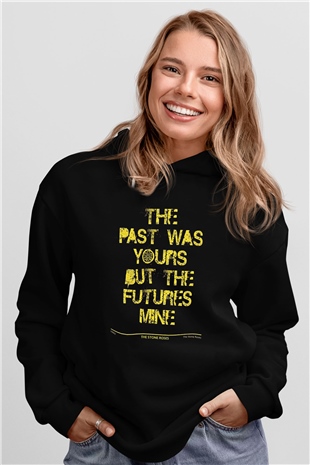 Lan Brown Baskılı Unisex Siyah Kapüşonlu Sweatshirt