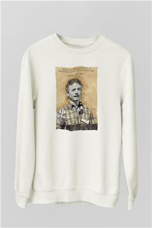 Larry Tesler Alıntı Baskılı Unisex Ekru Sweatshirt