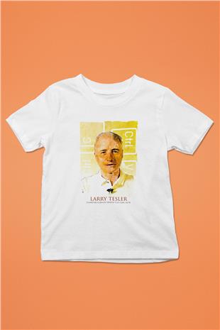 Larry Tesler Renkli Portre Baskılı Unisex Beyaz Çocuk Tişörtü - Tshirt