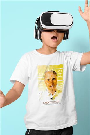 Larry Tesler Renkli Portre Baskılı Unisex Beyaz Çocuk Tişörtü - Tshirt