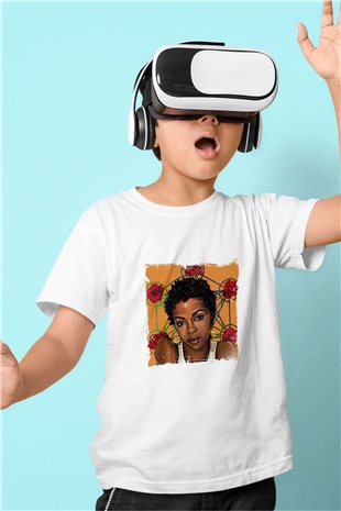 Lauryn Hill Baskılı Unisex Beyaz Çocuk Tişört