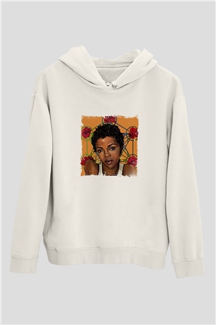 Lauryn Hill Baskılı Unisex Beyaz Kapüşonlu Sweatshirt