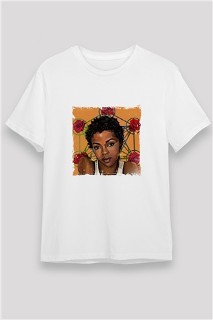 Lauryn Hill Baskılı Unisex Beyaz Tişört