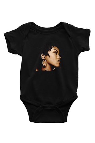 Lauryn Hill Baskılı Unisex Siyah Bebek Body - Zıbın