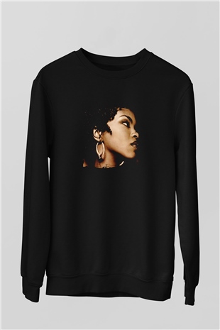Lauryn Hill Baskılı Unisex Siyah Sweatshirt