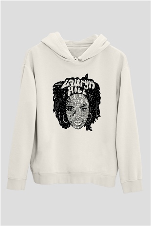 Lauryn Hill Beyaz Unisex Kapşonlu Sweatshirt