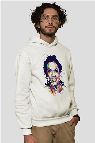 Lauryn Hill Beyaz Unisex Kapüşonlu Sweatshirt
