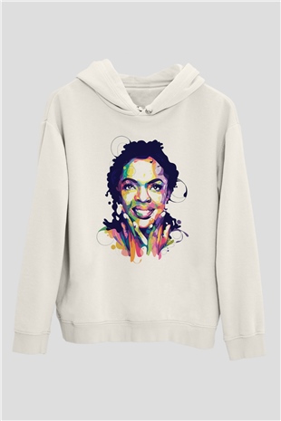Lauryn Hill Beyaz Unisex Kapüşonlu Sweatshirt