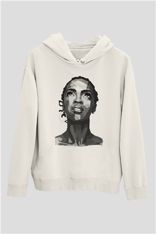 Lauryn Hill Beyaz Unisex Kapüşonlu Sweatshirt