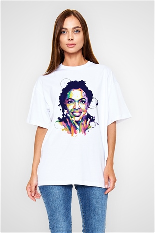 Lauryn Hill Beyaz Oversize Tişört Oversize T-shirt - TişörtFabrikası
