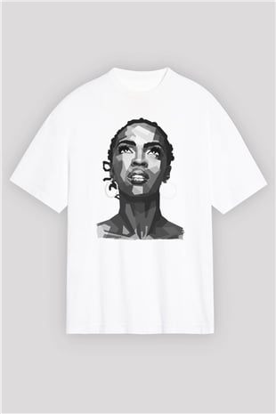 Lauryn Hill Beyaz Oversize Tişört Oversize T-shirt - TişörtFabrikası