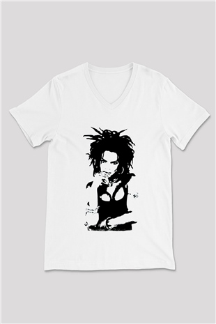 Lauryn Hill Beyaz Unisex V Yaka Tişört
