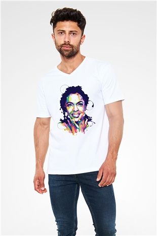 Lauryn Hill Beyaz Unisex V Yaka Tişört