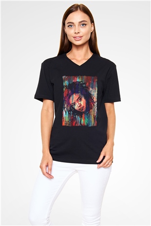 Lauryn Hill Siyah Unisex V Yaka Tişört