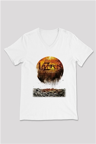 Lazarus A.D. Beyaz Unisex V Yaka Tişört T-Shirt
