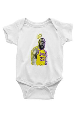 Lebron James Baskılı Beyaz Unisex Bebek Body - Zıbın