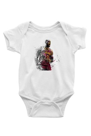 Lebron James Baskılı Beyaz Unisex Bebek Body - Zıbın
