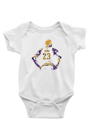 Lebron James Baskılı Beyaz Unisex Bebek Body - Zıbın