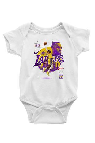 Lebron James Baskılı Beyaz Unisex Bebek Body - Zıbın