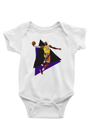 Lebron James Baskılı Beyaz Unisex Bebek Body - Zıbın