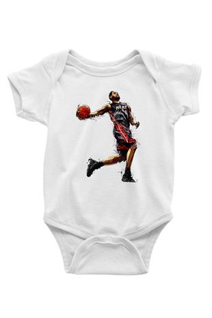 Lebron James Baskılı Beyaz Unisex Bebek Body - Zıbın