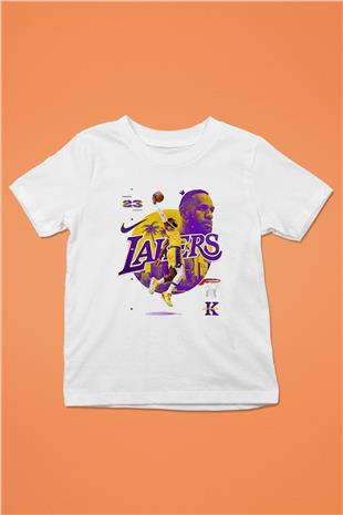 Lebron James Baskılı Beyaz Unisex Beyaz Çocuk Tişört - Tshirt