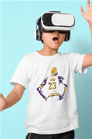 Lebron James Baskılı Beyaz Unisex Beyaz Çocuk Tişört - Tshirt