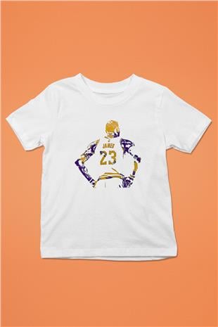 Lebron James Baskılı Beyaz Unisex Beyaz Çocuk Tişört - Tshirt