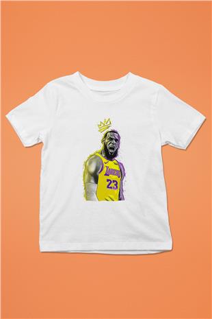 Lebron James Baskılı Beyaz Unisex Beyaz Çocuk Tişört - Tshirt