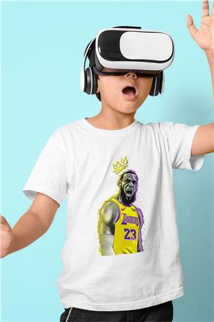 Lebron James Baskılı Beyaz Unisex Beyaz Çocuk Tişört - Tshirt