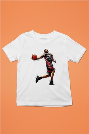 Lebron James Baskılı Beyaz Unisex Beyaz Çocuk Tişört - Tshirt