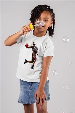 Lebron James Baskılı Beyaz Unisex Beyaz Çocuk Tişört - Tshirt