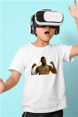 Lebron James Baskılı Beyaz Unisex Beyaz Çocuk Tişört - Tshirt