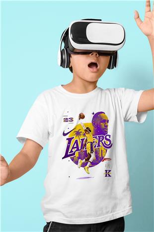 Lebron James Baskılı Beyaz Unisex Beyaz Çocuk Tişört - Tshirt