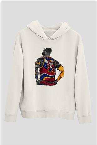 Lebron James Baskılı Beyaz Unisex Kapüşonlu Sweatshirt