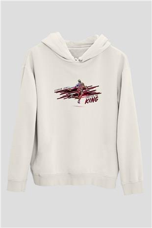 Lebron James Baskılı Beyaz Unisex Kapüşonlu Sweatshirt