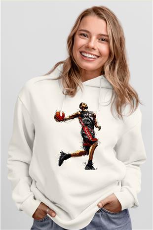 Lebron James Baskılı Beyaz Unisex Kapüşonlu Sweatshirt