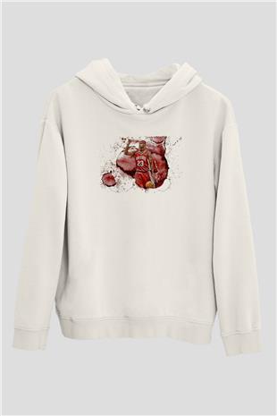 Lebron James Baskılı Beyaz Unisex Kapüşonlu Sweatshirt